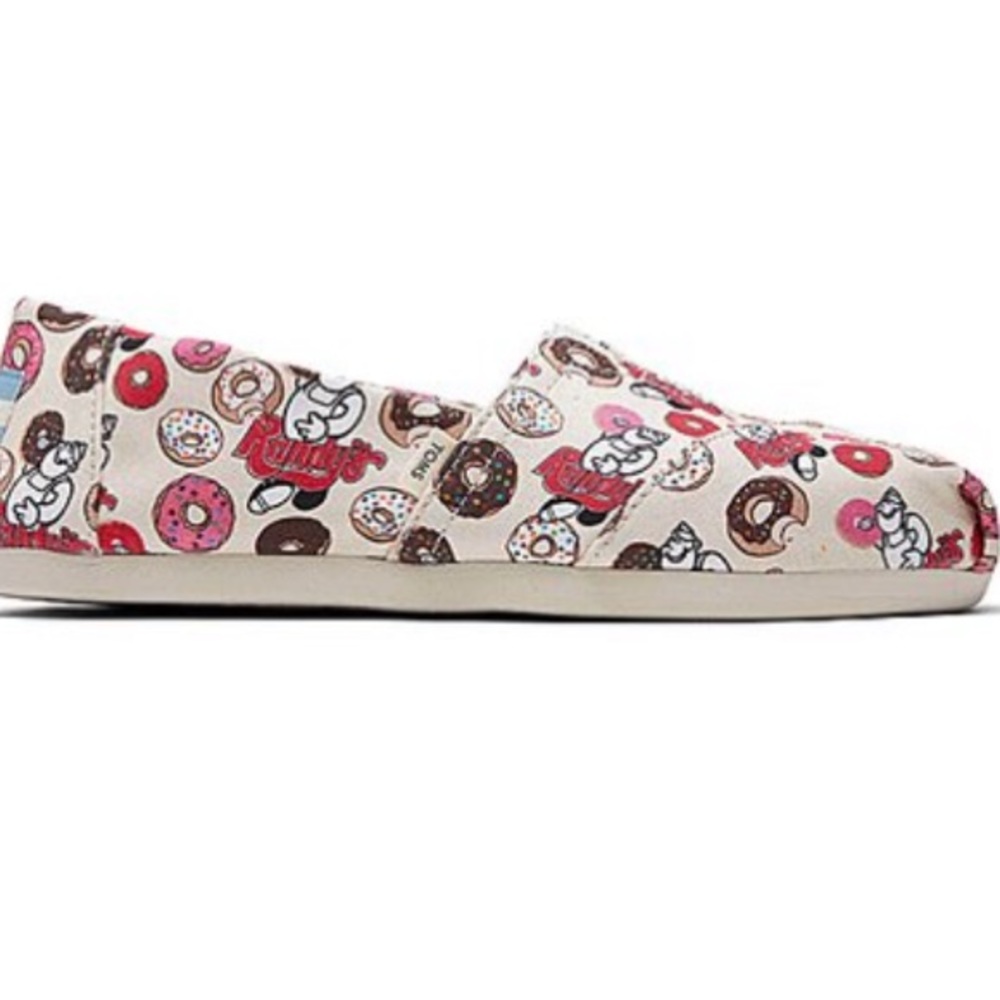 Tom’s Randy’s‎ Donuts Slip On Canvas Woman’s Shoes In The Color Natural NWT 12 - Picture 2 of 16